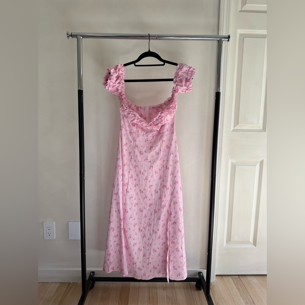 SHEIN Pink Floral Ruffle Slip Dress